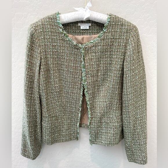 VAN HEUSEN | Green Tweed Fringe Trim Jacket NWT | Size Large - Picture 1 of 7